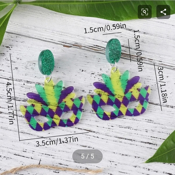 I'll Try & Restock Mardi Gras Mask Earrings Colorful Carnival - Picture 4 of 10
